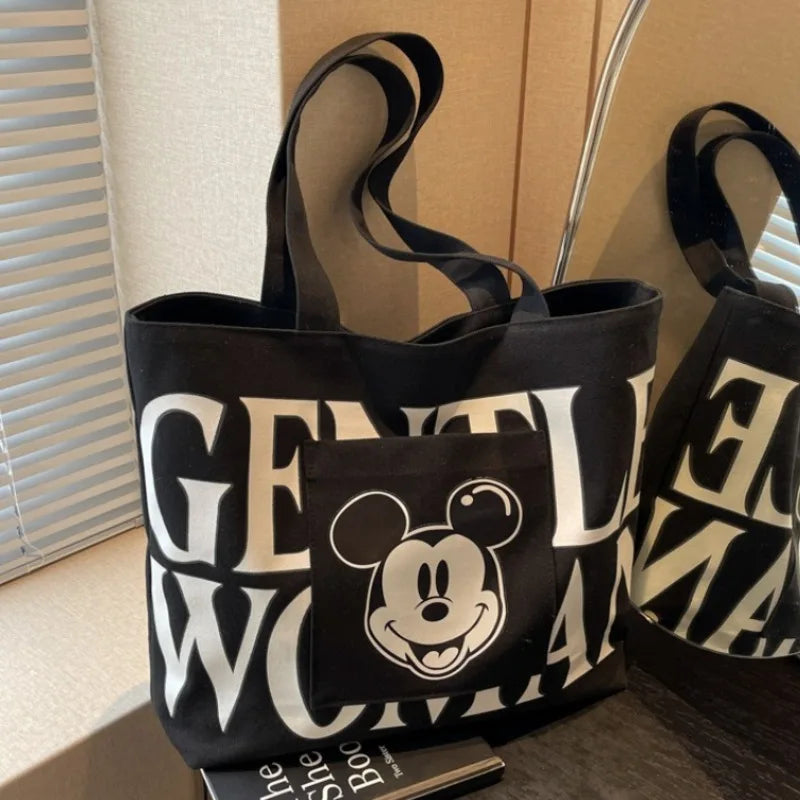 Mickey Black Canvas Tote Bag – Large, Practical & Stylish