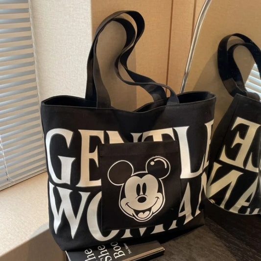 Mickey Black Canvas Tote Bag – Large, Practical & Stylish