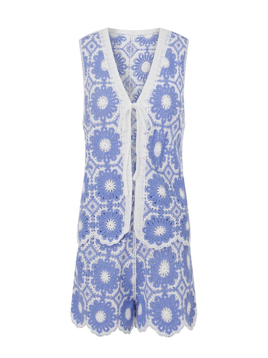 Crochet Flower Two-Piece Set