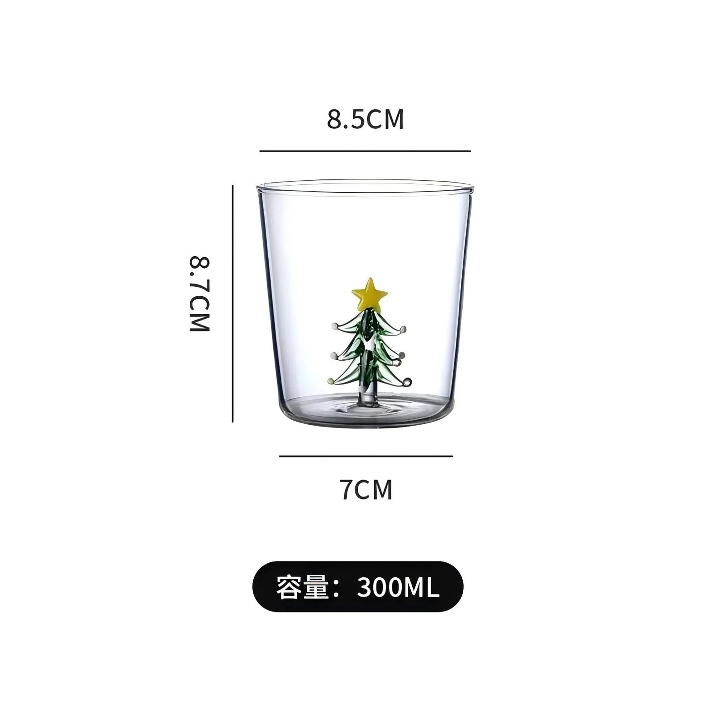 3D Christmas Glass Cup – Festive Tree Design