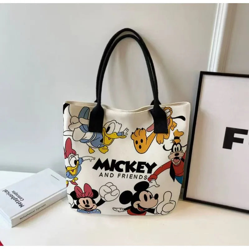 Cartoon Canvas Shoulder Bag – Mickey & Minnie Daily Fashion Tote