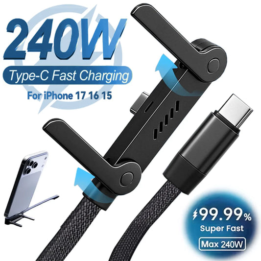 Type-C to Type-C Charging Cable with Phone Stand