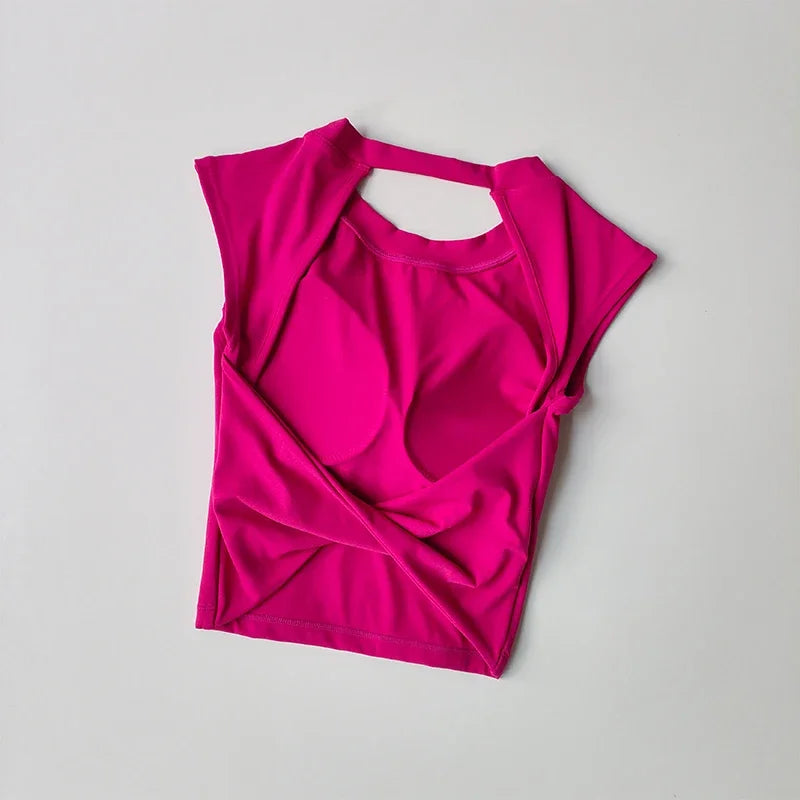 Women's Push-Up Sports Bra Top – Open Back Fitness Vest