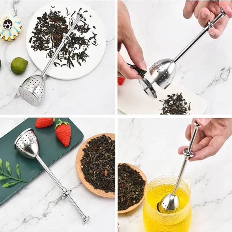 Stainless Steel Tea Infuser Pipe – Curved Handle Filter