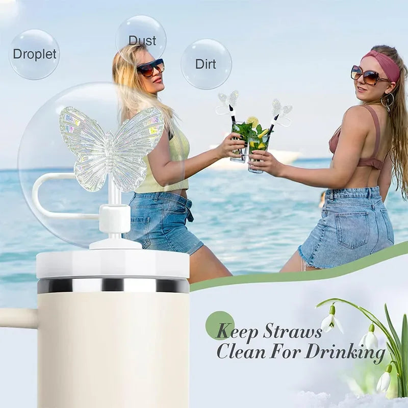 Colorful Butterfly Straw Cap Cover