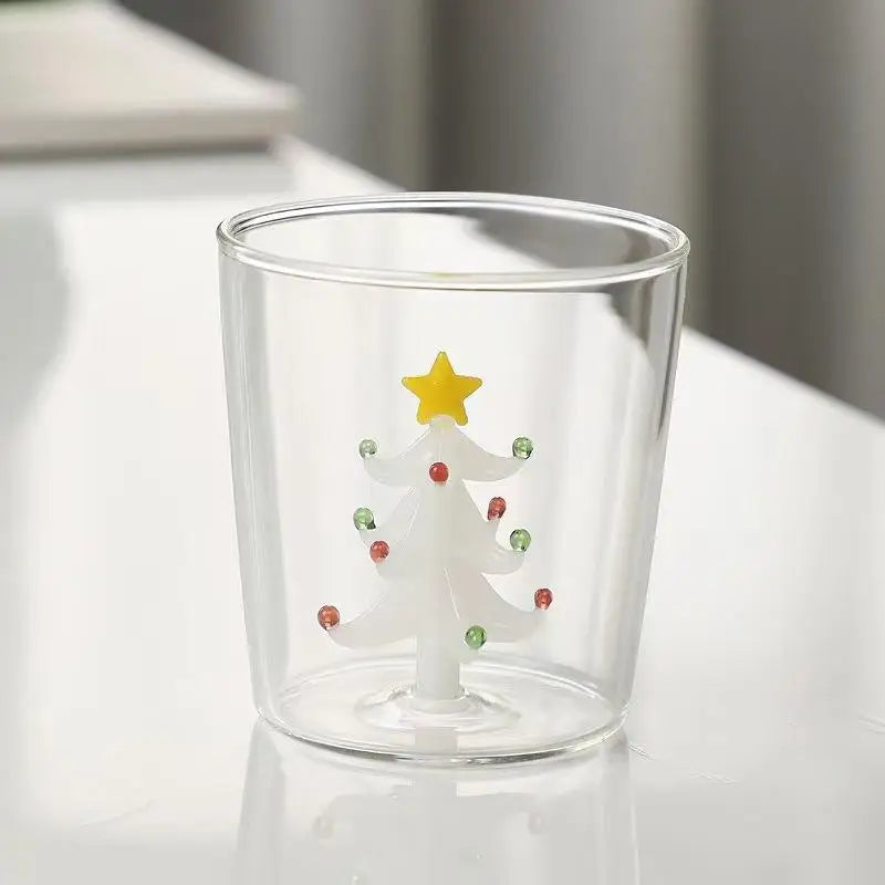 3D Christmas Glass Cup – Festive Tree Design