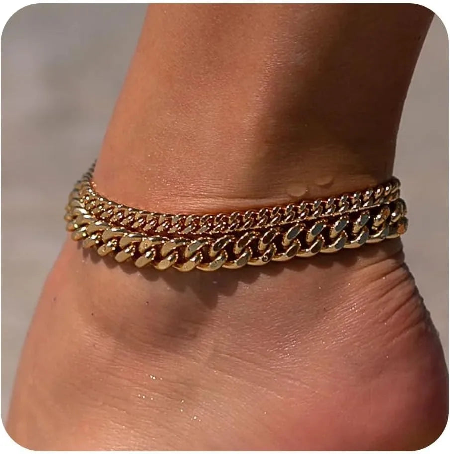 Minimalist Cuban Link Anklet – Gold & Silver