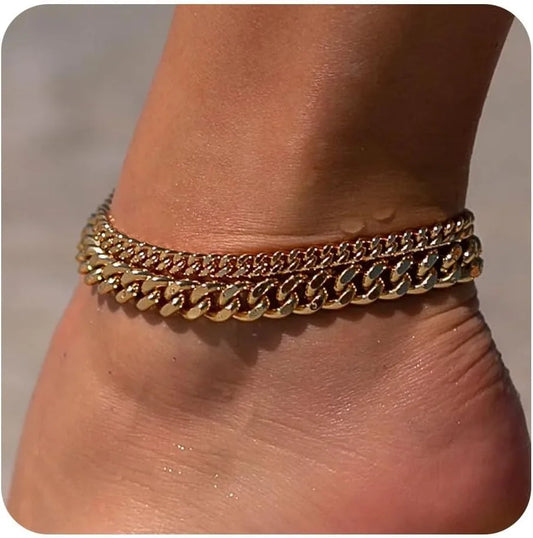 Minimalist Cuban Link Anklet – Gold & Silver