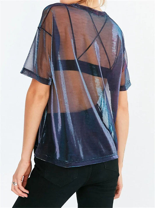 Sheer Mesh Oversized T-Shirt