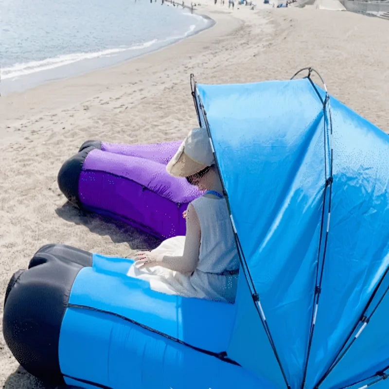 Portable Inflatable Camping Sofa with Sunshade – Outdoor Air Lounger Bed
