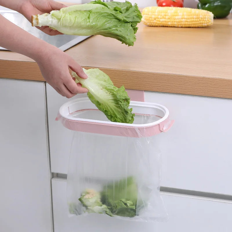 Hanging Trash Bag Holder – Cabinet Door Garbage Organizer