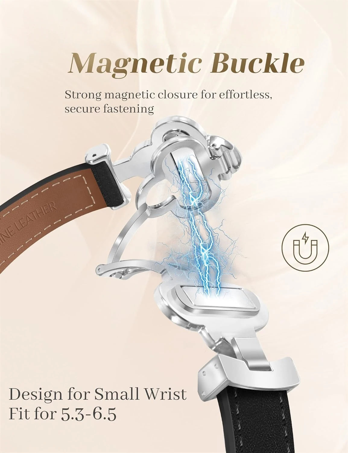 Premium Leather Apple Watch Strap with Magnetic Clover Design