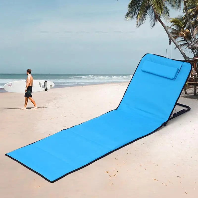 5-Position Folding Beach Lounge Chair with Headrest – Portable Recliner for Beach, Pool & Garden