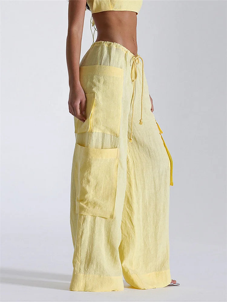 Loose Cargo Wide-Leg Pants