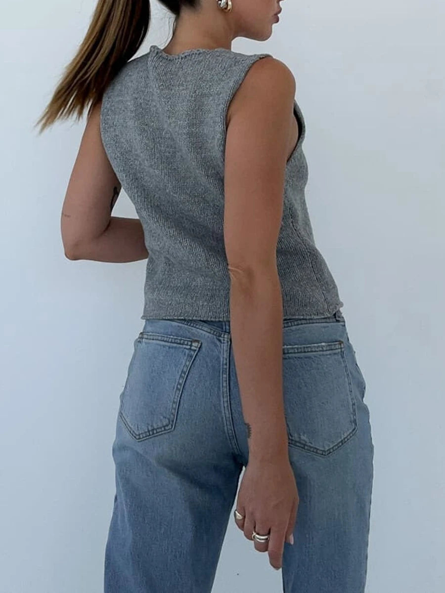 Tie-Front Knit Vest Top
