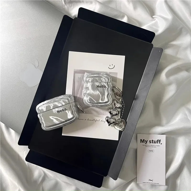 Shiny Silver AirPods Case – Sleek & Stylish Elegance