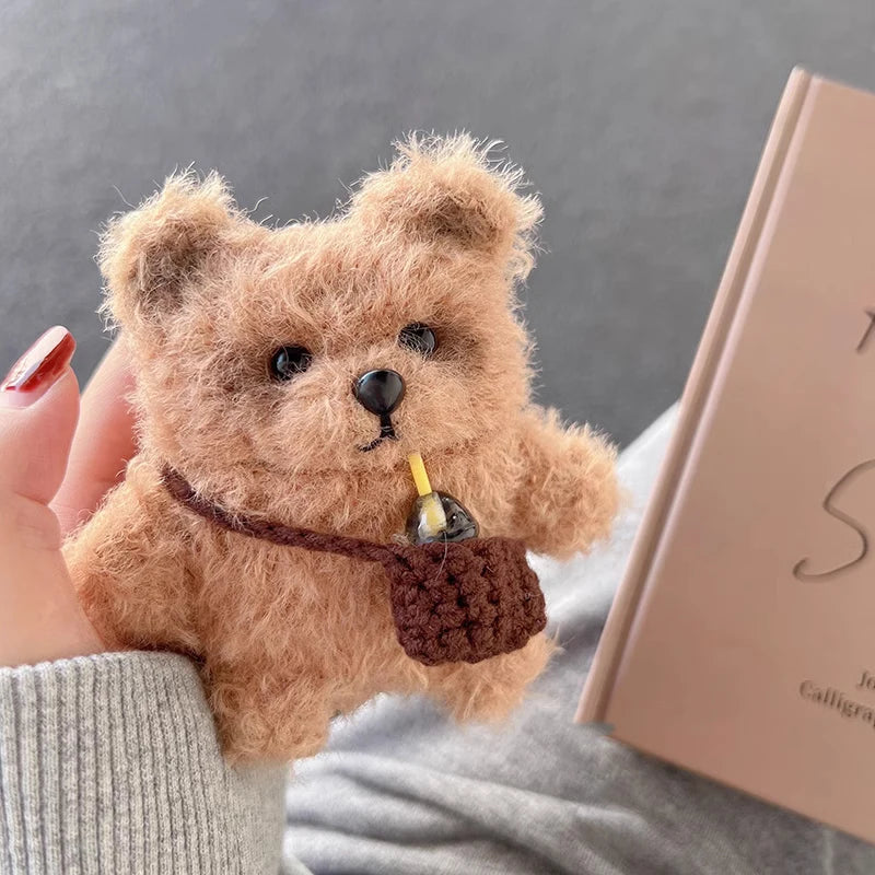 Knitted Teddy Bear AirPods Case – Cozy Handmade Touch