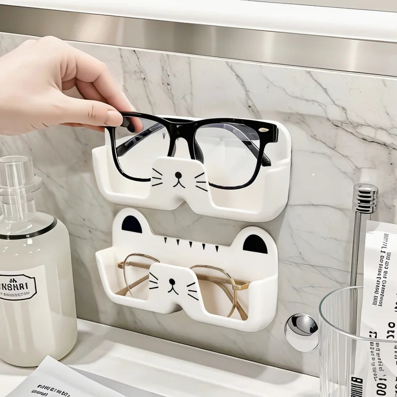 Wall-Mounted Cute Cat Glasses Holder