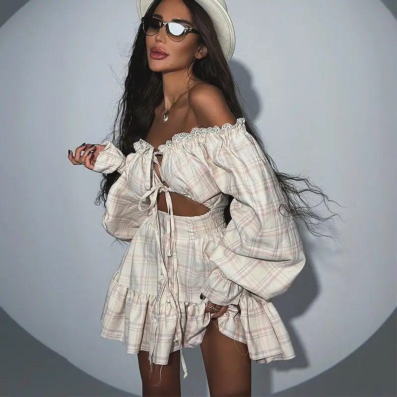 One-Shoulder Balloon Sleeve Dress