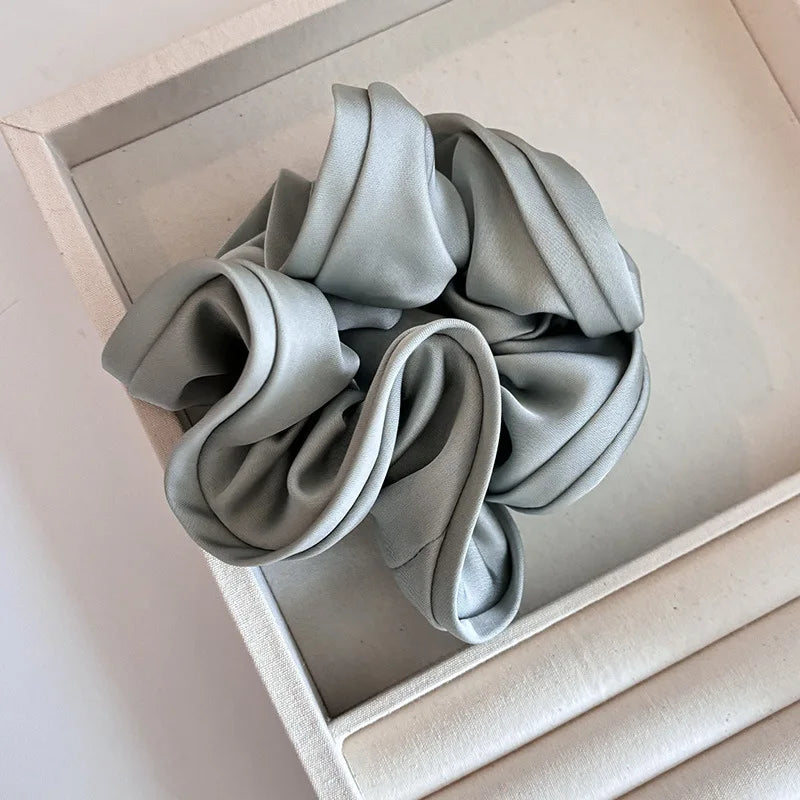 Korean Style Double Satin Silk Scrunchie – High-End Hair Accessory for Women