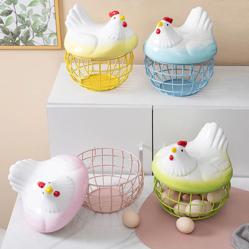 Ceramic Chicken Egg Basket