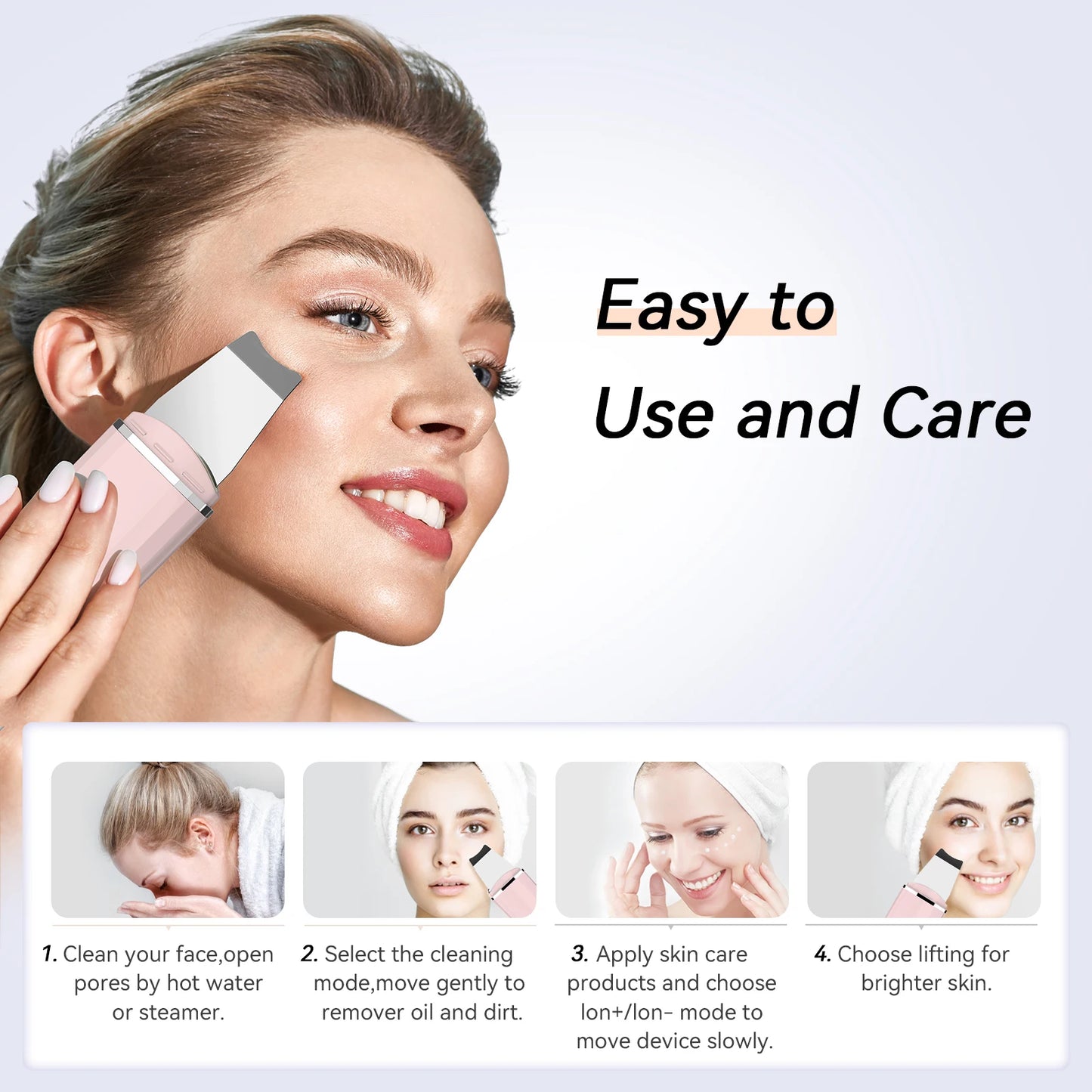 ANLAN Ultrasonic Skin Scrubber – Deep Facial Cleansing & EMS Lifting Tool