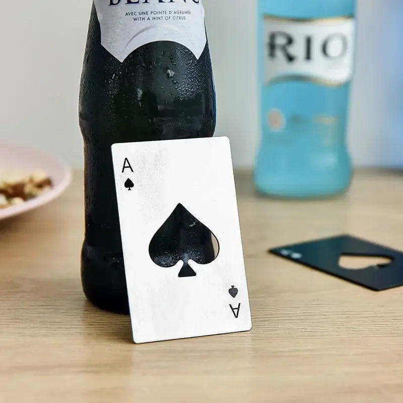 Stainless Steel Poker Card Bottle Opener – Spade Ace Design