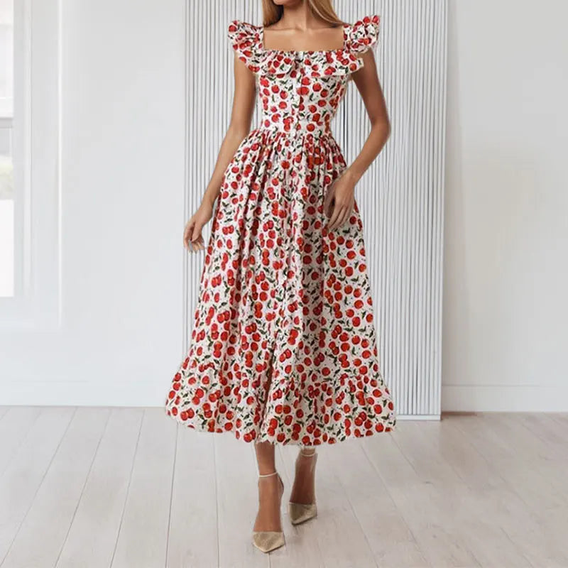 Elegant Floral White Maxi Dress