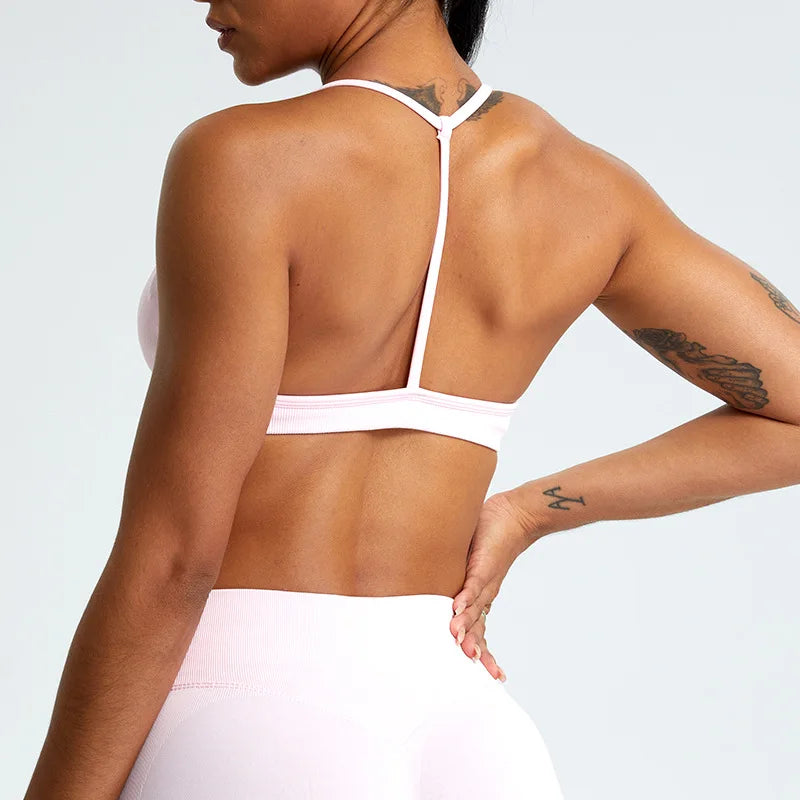 Women’s High Support Thin Strap Sports Bra – Crop Top for Running & Fitness (Multi Colors)