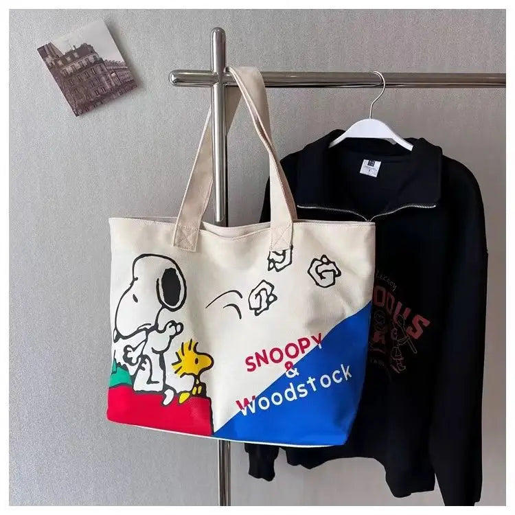 Snoopy Striped Canvas Shoulder Bag