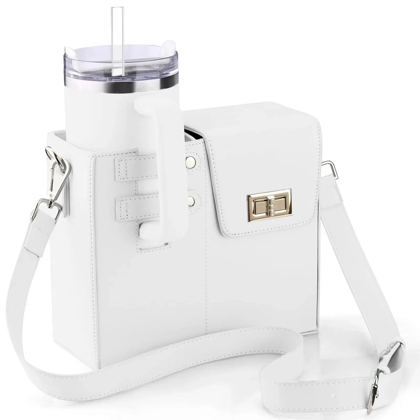 Stylish Square Crossbody Bag with Water Bottle Holder