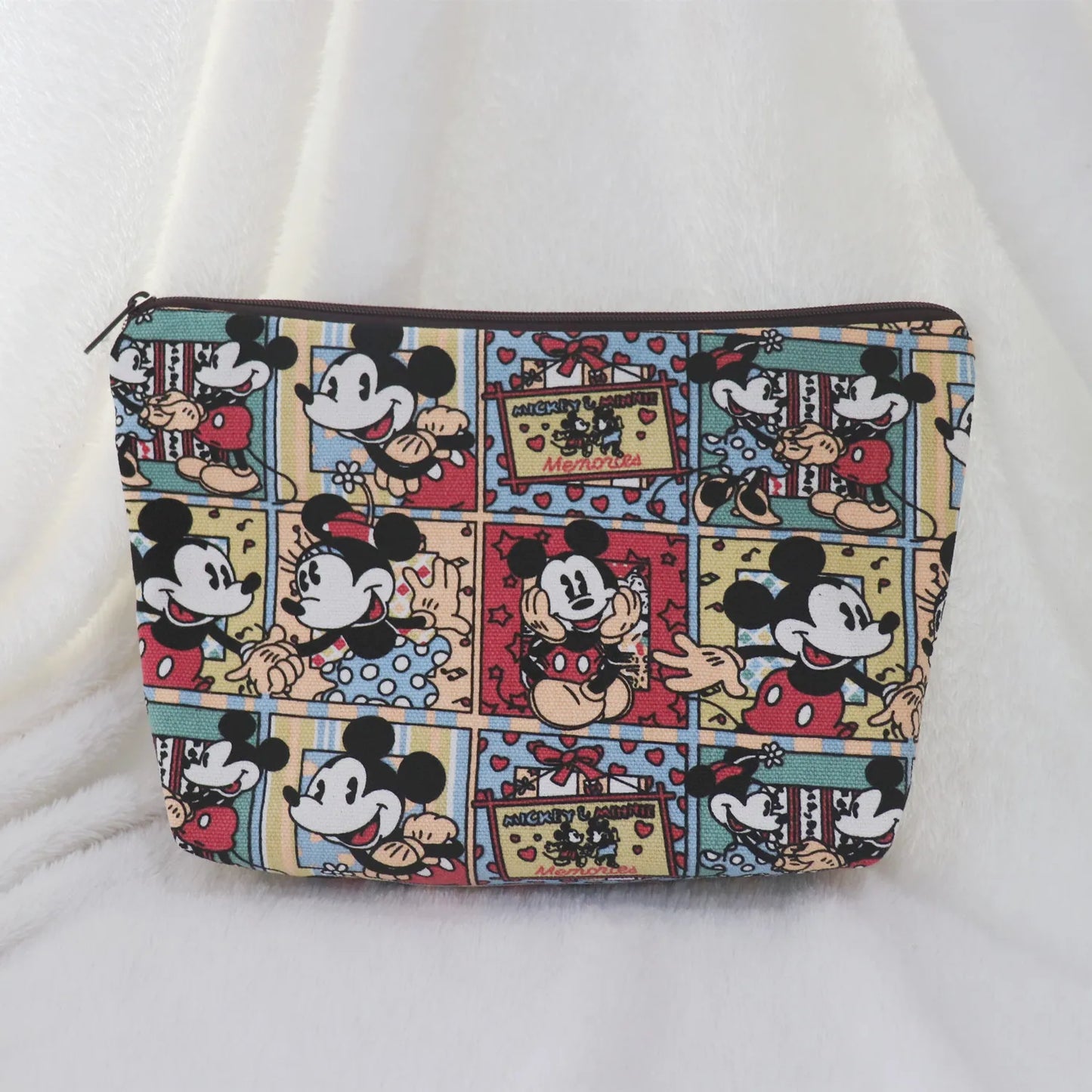 Mickey & Minnie Cartoon Makeup Bag – Portable Canvas Travel Pouch