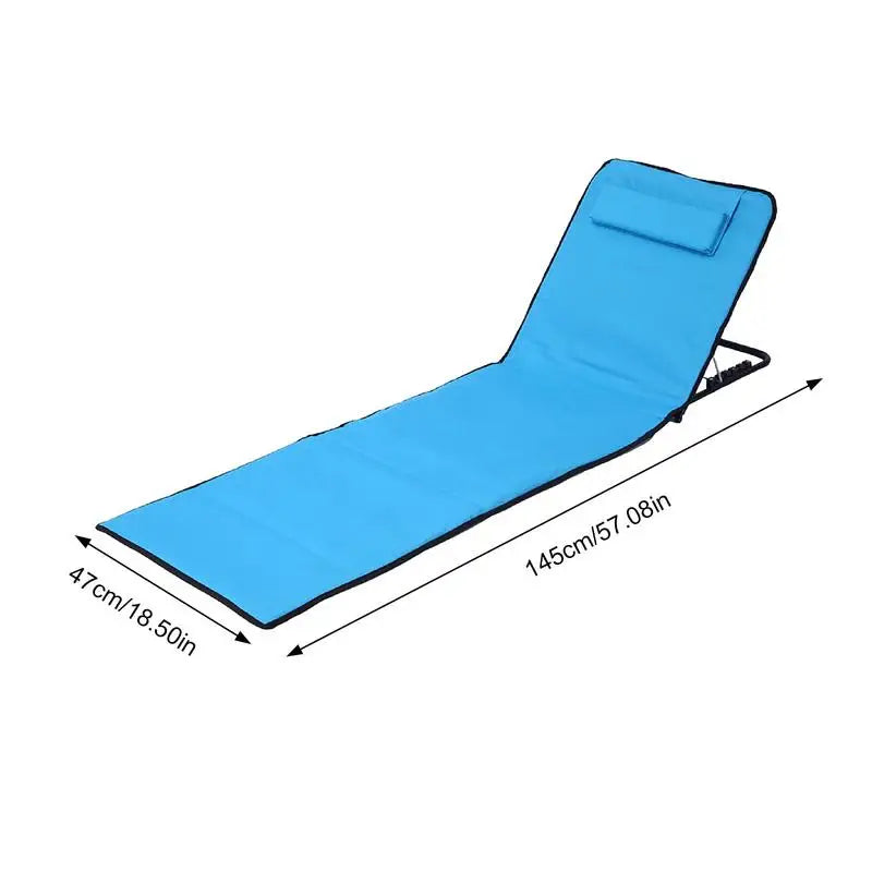 5-Position Folding Beach Lounge Chair with Headrest – Portable Recliner for Beach, Pool & Garden