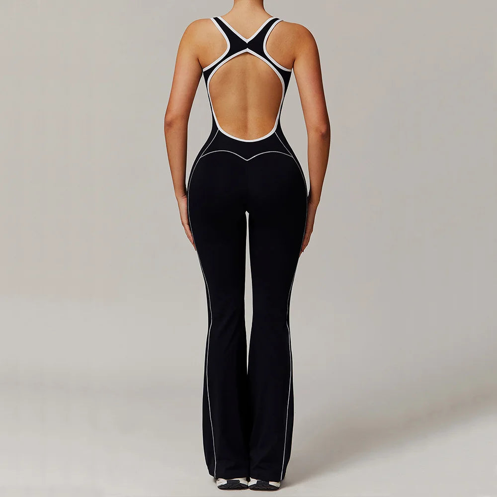 Women's Open-Back Yoga Jumpsuit – One-Piece Stretch Sports Bodysuit (Available in Multiple Colors)