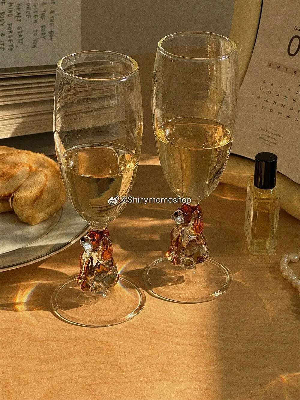 Champagne Glass with Decorative Dog Base