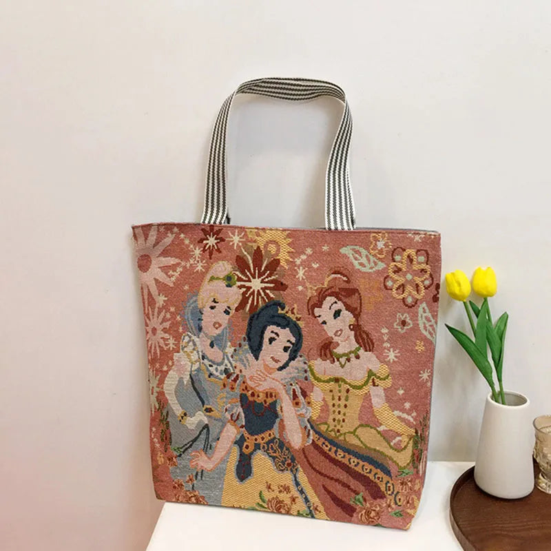 Stitch Canvas Shoulder Bag – Retro Disney Cartoon Tote for Shopping & Storage