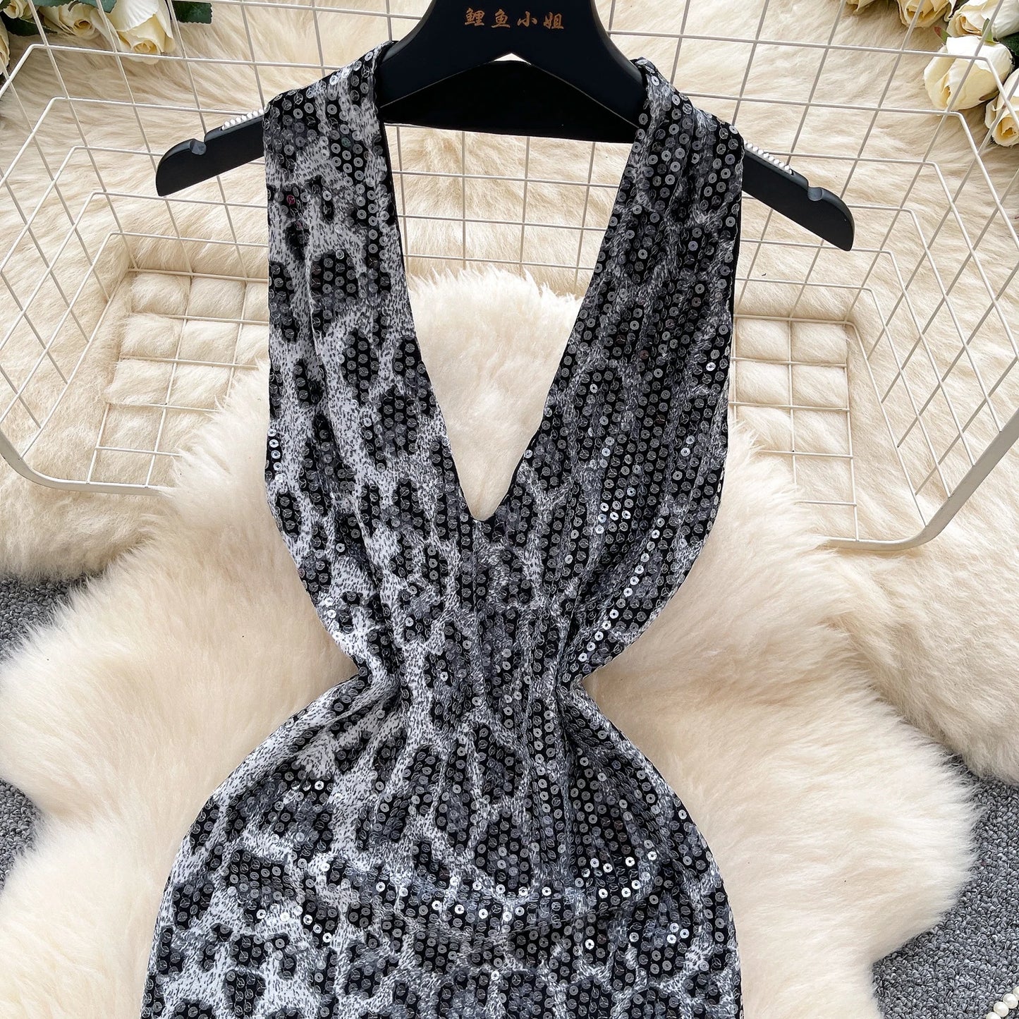 Leopard Print Halter Bodycon Dress
