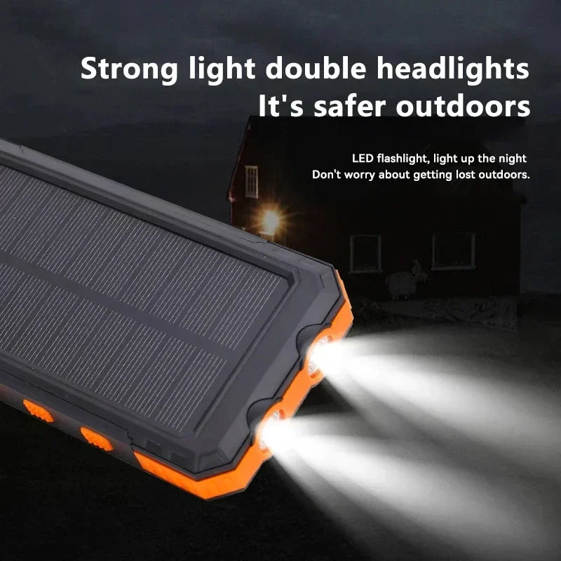 Solar Power Bank 50000mAh – Waterproof Fast-Charge Portable Charger with LED Flashlight