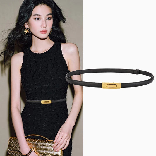 Elegant Thin Leather Adjustable Belt