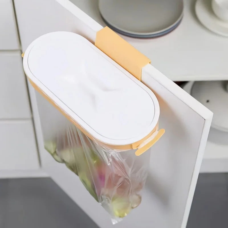 Hanging Trash Bag Holder – Cabinet Door Garbage Organizer