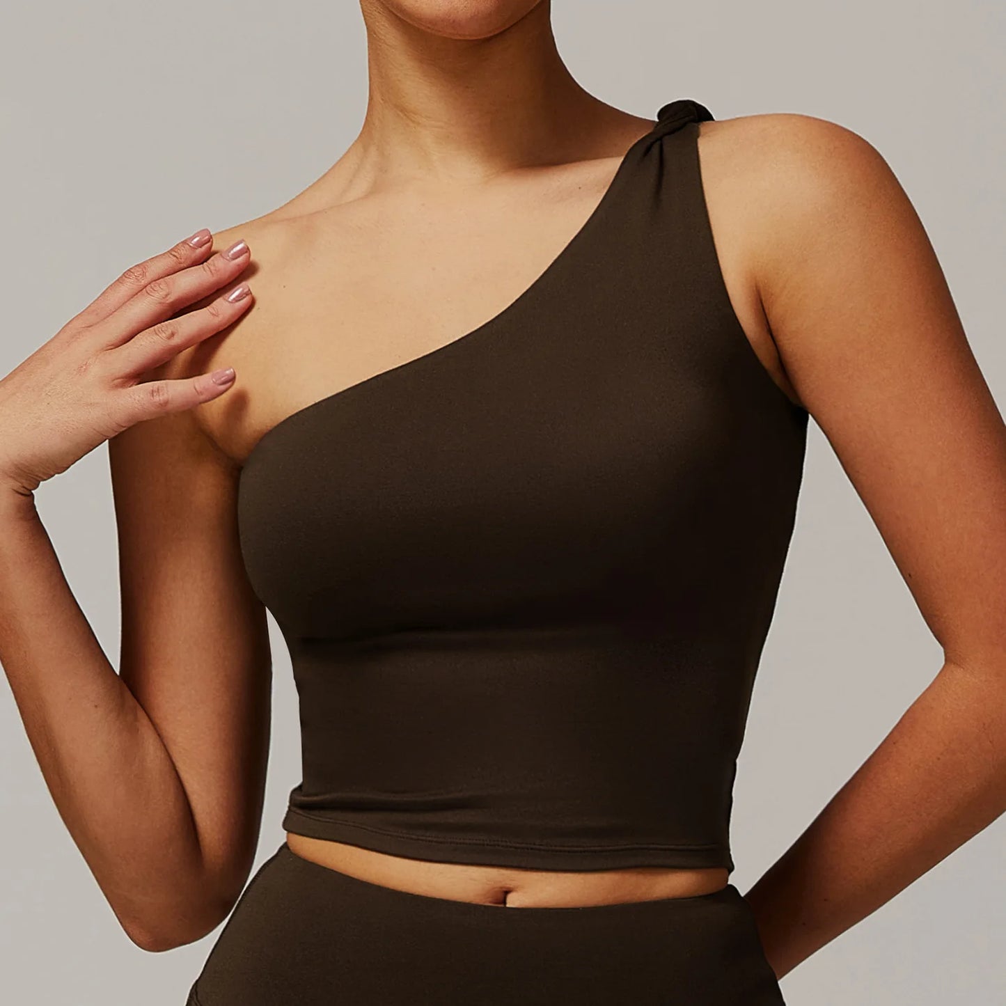 Women's One-Shoulder Sports Top – Stylish Compression Yoga Crop Top (Available in Multiple Colors)