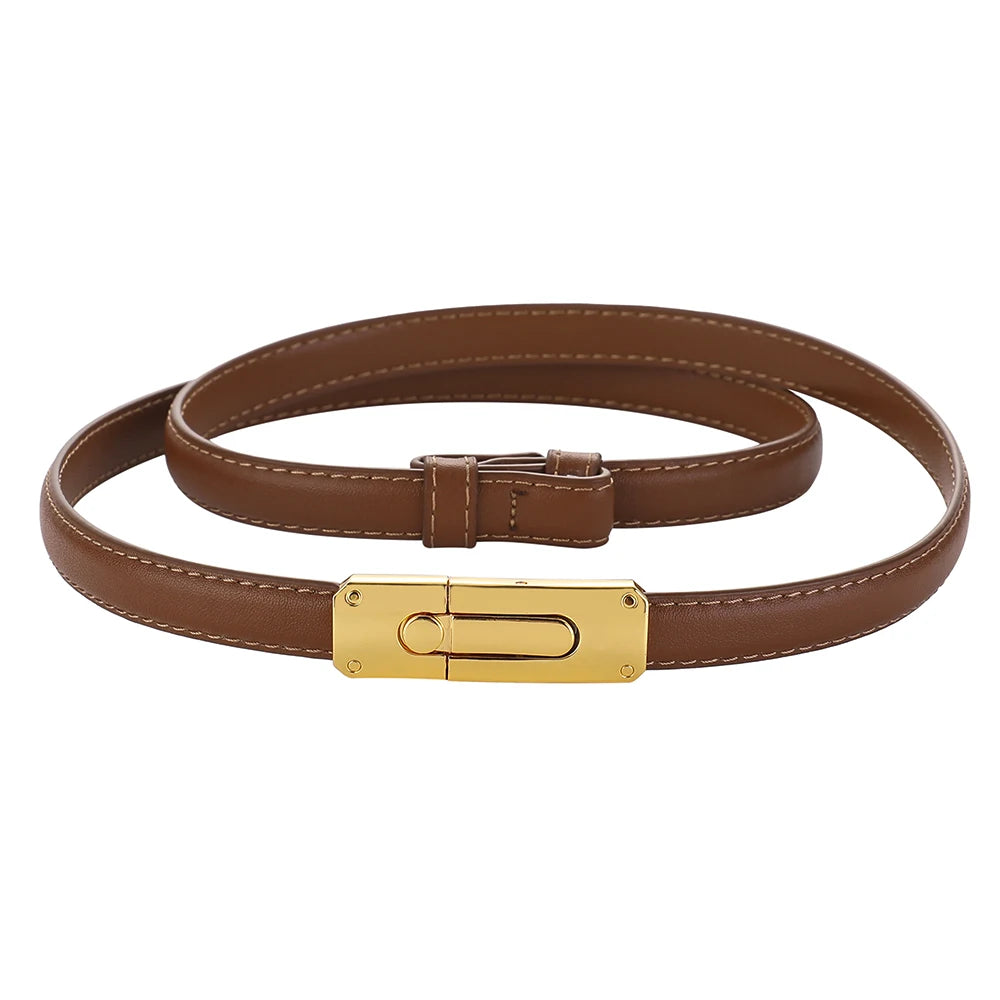 Elegant Thin Leather Adjustable Belt