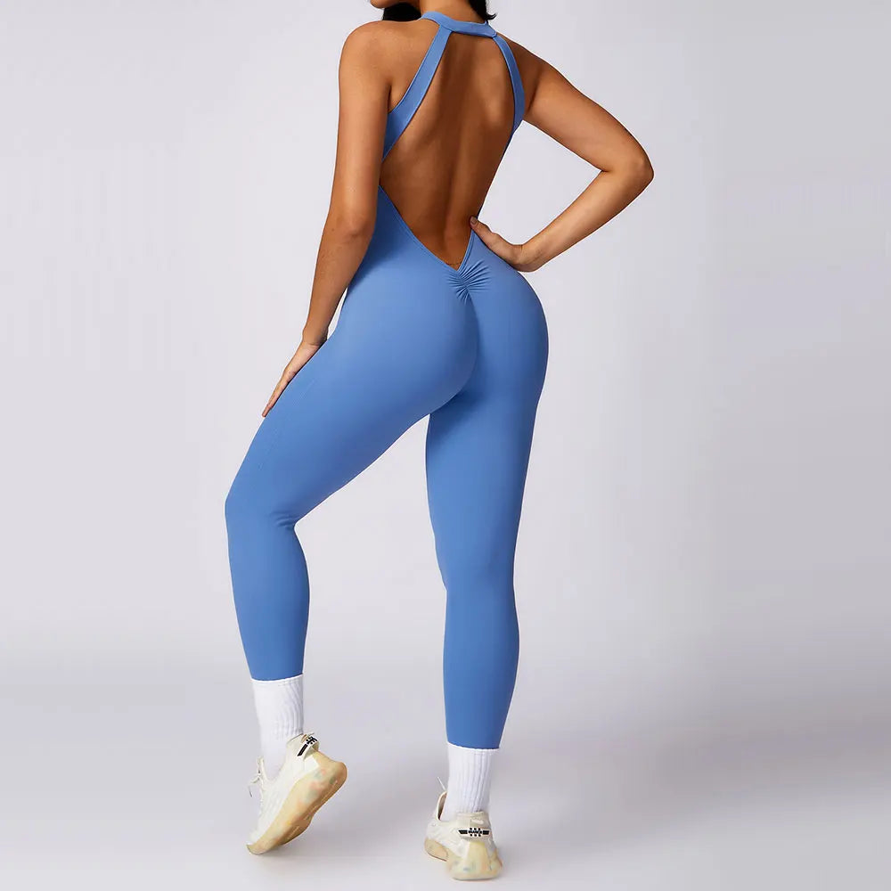 Women’s Scrunch Butt Gym Jumpsuit – High Stretch Yoga Romper for Training & Workout