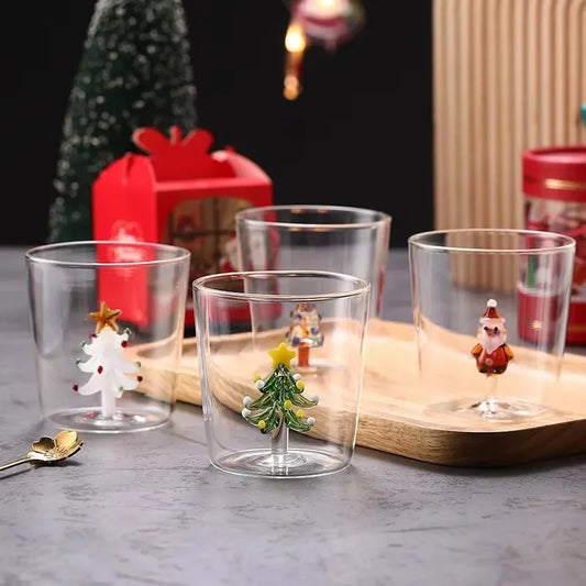 3D Christmas Glass Cup – Festive Tree Design