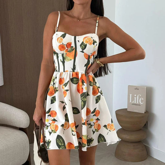 Fruit Print Summer Mini Dress – Playful & Feminine Look