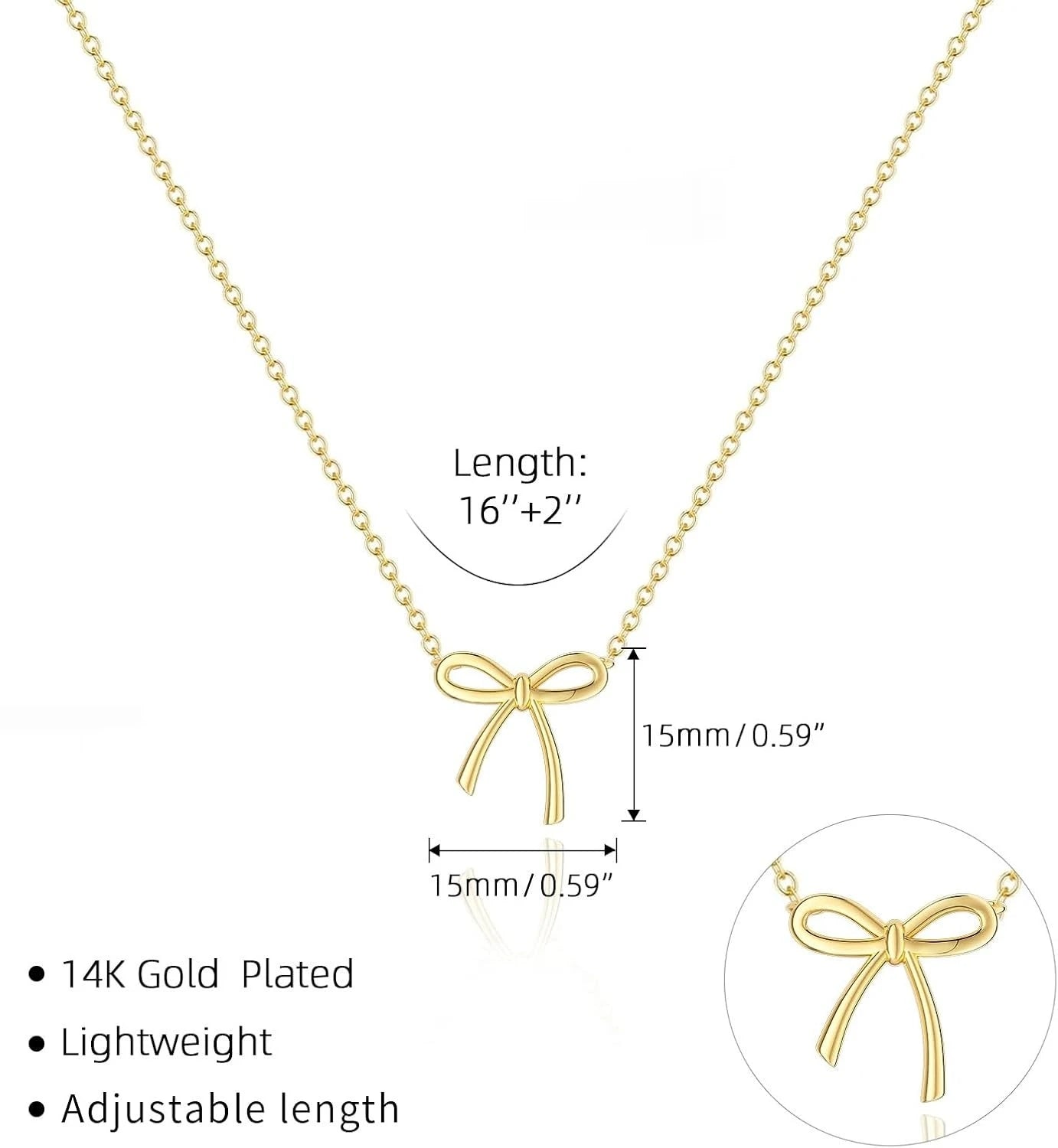 Elegant Bow Pendant Necklace – Gold & Silver Options