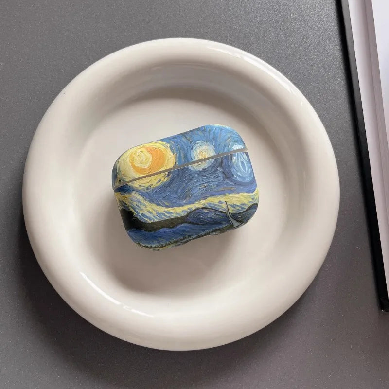 Starry Night Oil Painting AirPods Case – Artistic & Elegant Touch