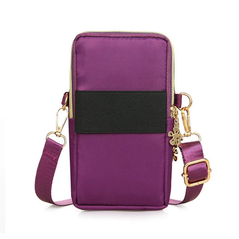 Women's Mobile Phone Crossbody Bag – 3-Layer Wallet with Headphone Plug