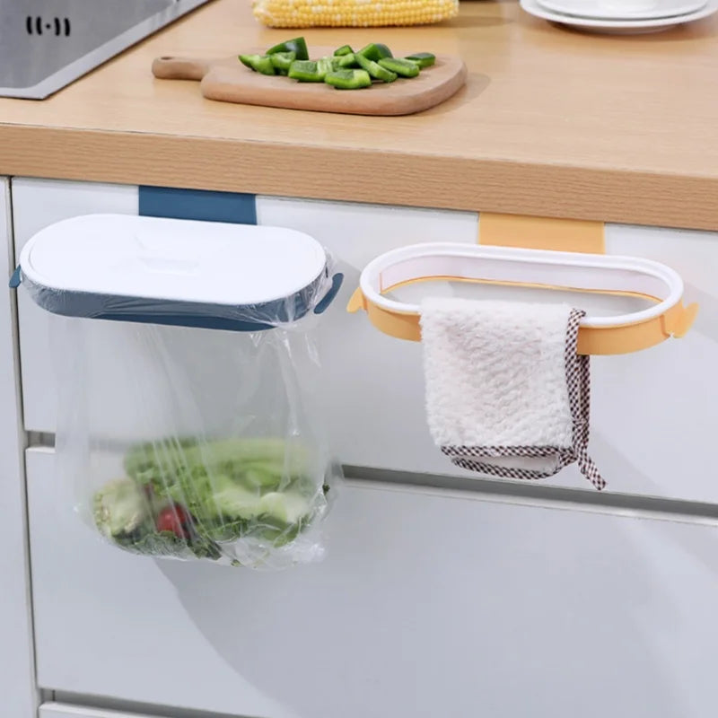 Hanging Trash Bag Holder – Cabinet Door Garbage Organizer