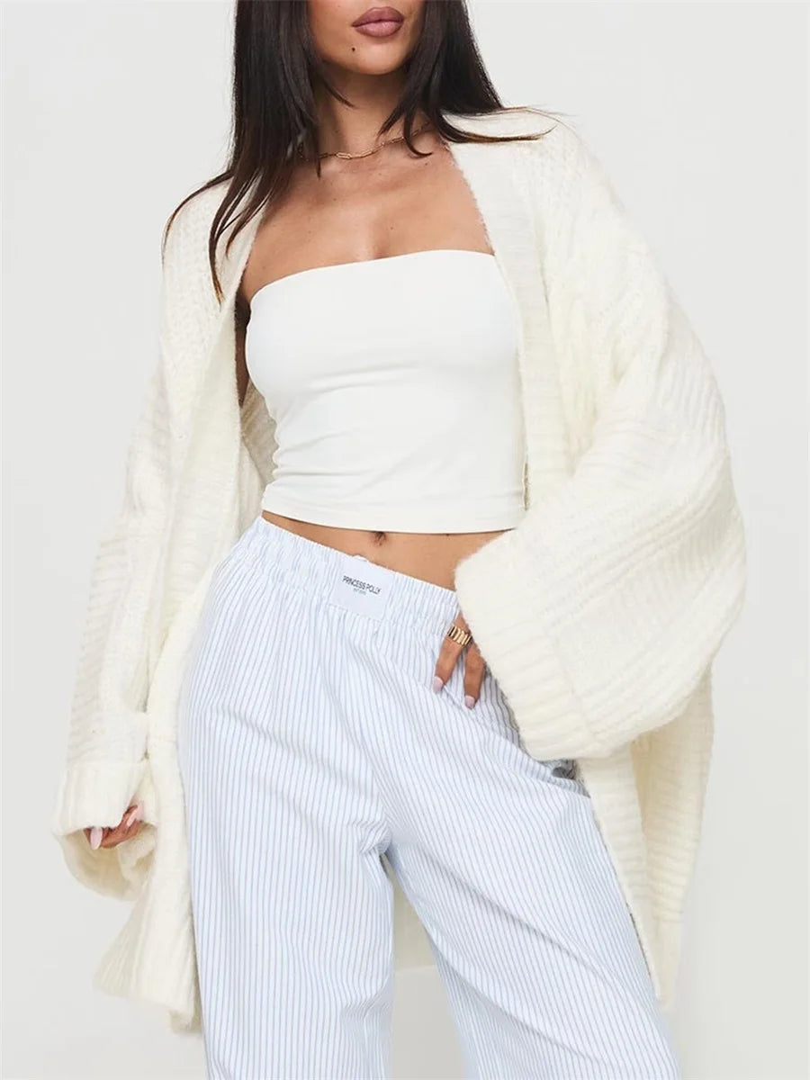 Chunky Cable Knit Open Front Cardigan